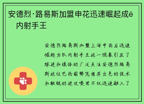 安德烈·路易斯加盟申花迅速崛起成队内射手王 安德烈·路易斯加盟申花迅速崛起成队内射手王
